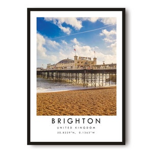 Brighton Travel Print, Brighton Poster, Unique Wallart Decor, Colour Print, Home Decor, England Brighton, Popular Print A1/A2/A3/A4/A5