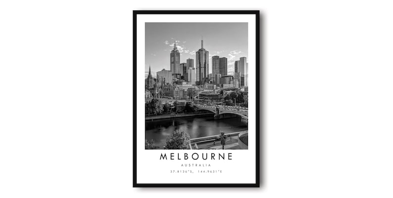 Melbourne Australia Print: Minimalist Cityscape Wall Art image 1