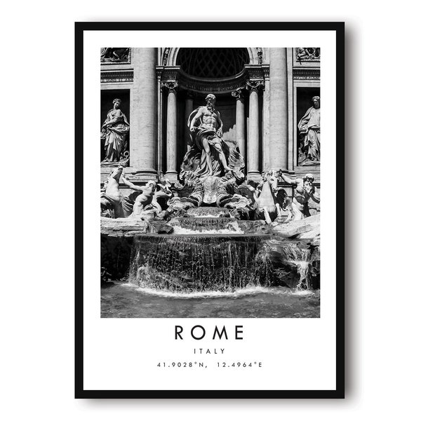 Rome Travel Print, Rome Poster Print, Rome Wall Art Minimalist, Trevi Fountain Print, Photography Prints of Rome Italy A1/A2/A3/A4/A5