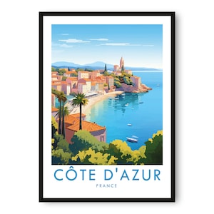 Cote D'Azur Reise Print, Cote D'Azur Reise Poster, Frankreich Druck, Reise Dekor, beliebter Druck, Geburtstagsgeschenk, A1/A2/A3/A4/A5
