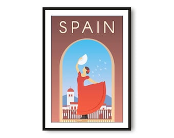 Spanien Reise Poster: Farbenfroher Flamenco Kunstdruck