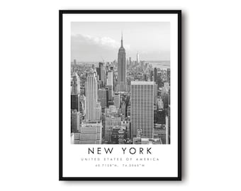 New York Travel Print, New York Poster, Black and White Print, Unique Wall Art,  Minimalist Home Décor, City  A1/A2/A3/A4/A5