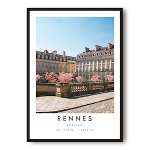 Rennes Reise-Druck, Frankreich Poster, Einzigartige Wandkunst, Minimalistisches Wohndekor, Stadt A1/A2/A3/A4/A5