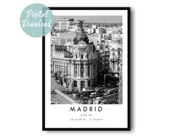 Madrid Travel Poster Digital Download | Minimilist Wall Art | Printable City Decor