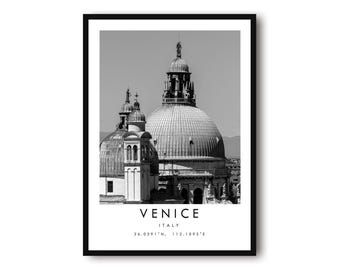 Venice Italy Print: Black and White Travel Poster