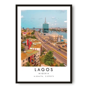 Lagos Travel Print, Nigeria Poster Print, Lagos Wall Art Minimalist, Nigeria Print, Prints of Lagos A1/A2/A3/A4/A5