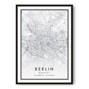 Berlin Map Print, Germany Poster Print, City Map Prints Prints of Germany, Popular Gift, Germany Print A1/A2/A3/A4/A5