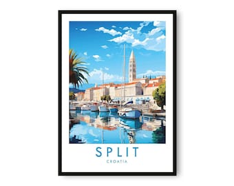 Split Croatia Art Print: Travel Poster, Coastal Decor