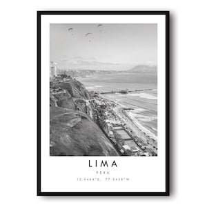 Lima Travel Print, Peru Poster, Unique Wallart Decor, Black and White Home Decor, Lima Peru, Popular Print A1/A2/A3/A4/A5