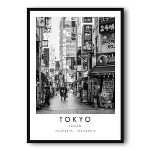 Tokyo Travel Print, Japan Poster, Black and White Print, Minimalist Home Decor, City  A1/A2/A3/A4/A5