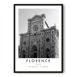 Florence Italy Print: Black and White City Landmark Poster