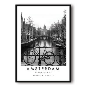 Amsterdam Travel Print, Netherlands Poster, Black and White Print, Unique Wall Art,  Minimalist Home Decor, City  A1/A2/A3/A4/A5