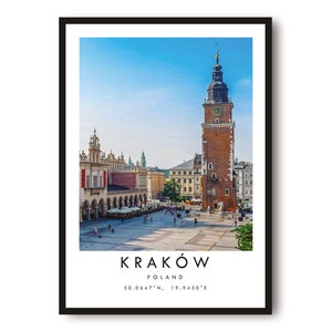 Impression de voyage à Cracovie, affiche de Cracovie, décoration art mural unique, décoration d'intérieur, Pologne art mural minimaliste A1/A2/A3/A4/A5