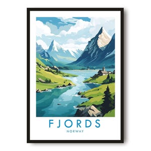 Norway Fjords Travel Poster: Giclée Fine Art Print