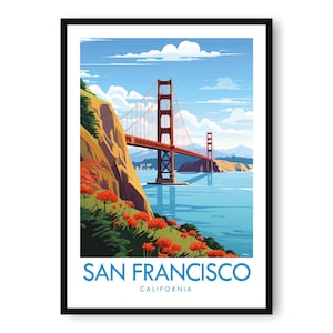 Impresión de viaje a San Francisco, póster de viaje a San Francisco, impresión de California, decoración de viaje, impresión popular, regalo de cumpleaños, A1/A2/A3/A4/A5
