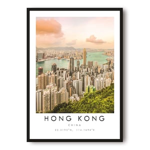 Hong Kong Travel Print, Hong Kong Poster Print, Hong Kong Wall Art Minimalist, Prints of Hong Kong, Popular Gift A1/A2/A3/A4/A5