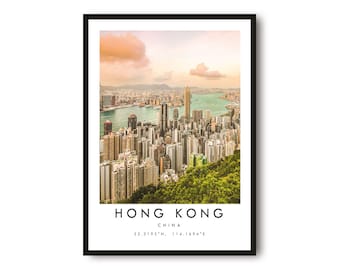 Hong Kong Travel Print, Hong Kong Poster Print, Hong Kong Wall Art Minimalist, Prints of Hong Kong, Popular Gift A1/A2/A3/A4/A5