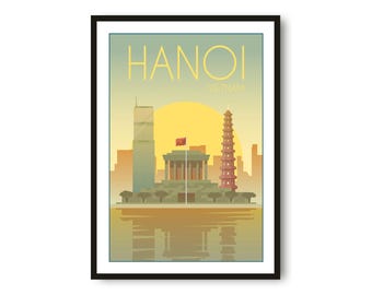 Hanoi Travel Poster: Minimalist Vietnam City Art Print