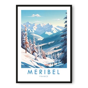 Meribel Travel Print, Meribel Travel Poster, Francja Print, Wystrój podróżniczy, Popular Print, Narciarstwo Print, Prezent urodzinowy, A1/A2/A3/A4/A5