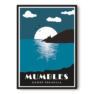 Mumbles reisposter, Gower-schiereiland print a1/a2/a3/a4/a5