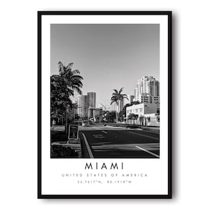 Miami reizen print, Miami poster print, Miami Wall Art minimalistisch, Miami kaart print, prints van Miami populaire print a1/a2/a3/a4/a5