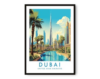 Dubai Skyline Kunstprint: Reisposter Verenigde Arabische Emiraten