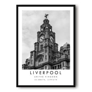 Liverpool Print: Black and White Architecture, England Travel Poster image 1