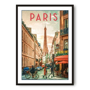 Paris Travel Poster, France Poster, Colourful Print, Unique Wall Art, Minimalist Home Décor, City A1/A2/A3/A4/A5 image 1