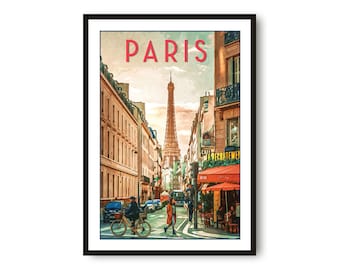 Paris Travel Poster, France Poster, Colourful Print, Unique Wall Art,  Minimalist Home Décor, City  A1/A2/A3/A4/A5