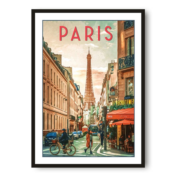Paris Travel Poster, France Poster, Colourful Print, Unique Wall Art,  Minimalist Home Décor, City  A1/A2/A3/A4/A5