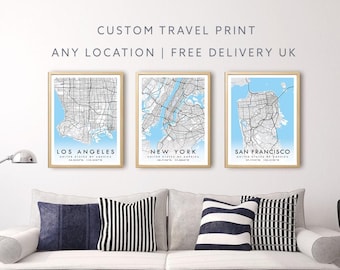 Mapa personalizado / Impresión de mapa de ciudad personalizada / Póster de mapa de cualquier ubicación / Impresión de coordenadas personalizadas / Arte mural de mapas / Regalo de ubicación