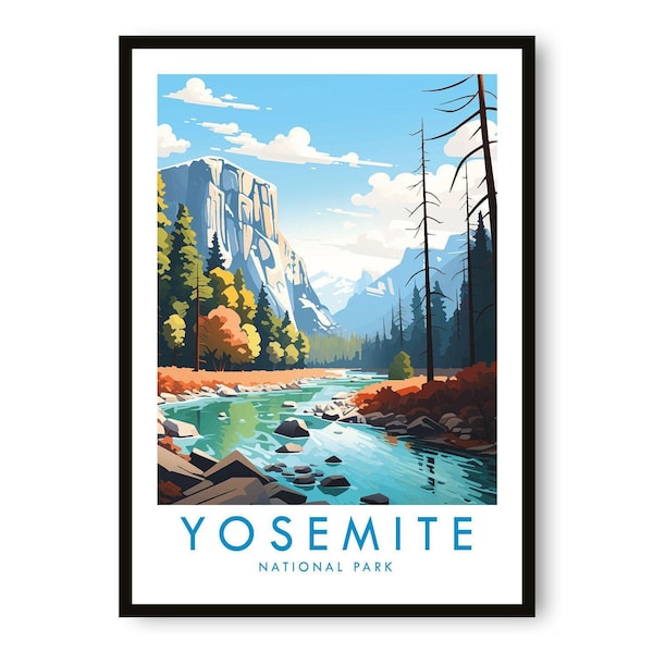 Lámina artística del Parque Nacional Yosemite: Póster de viaje de California