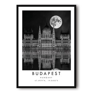 Budapest Travel Print, Budapest Poster, Unique Wallart Decor, Black and White Home Decor,  Hungary Minimalist Wallart A1/A2/A3/A4/A5