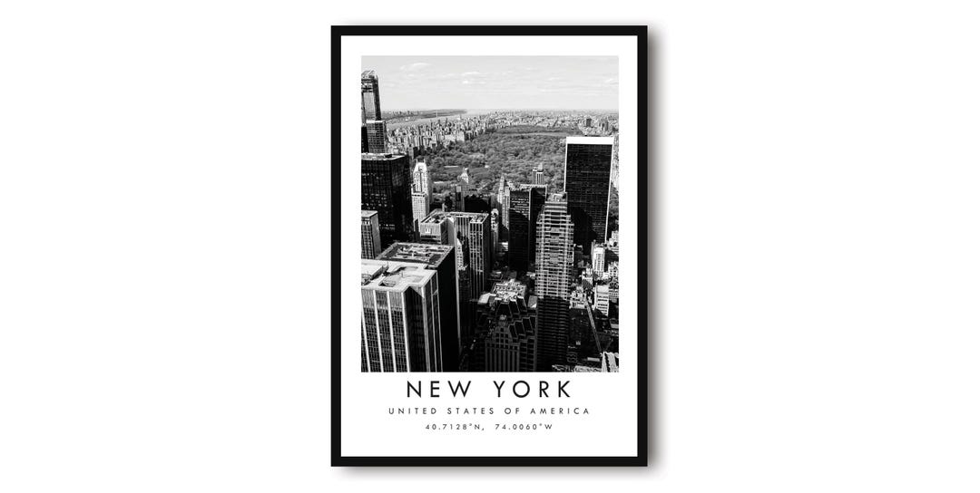 New York Travel Print of NYC in Black and White | Featuring Central ...