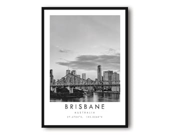 Brisbane Australia Print: Minimalist Cityscape Wall Art