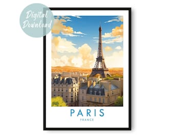 Paris Travel Poster Digital Download | Minimilist Wall Art | Printable City Decor