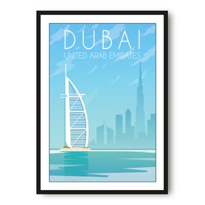 Dubai Travel Poster, United Arab Emirates Poster, Colourful Print, Unique Wall Art, Minimalist Home Décor, City  A1/A2/A3/A4/A5