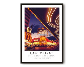 Las Vegas Travel Print | Neon Casino Street Wall Art | Vibrant Night City Photography Decor