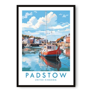 Stampa di viaggio Padstow, poster di viaggio Padstow, stampa del Regno Unito, decorazione di viaggio, stampa popolare, regalo di compleanno, A1/A2/A3/A4/A5