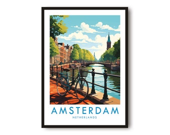 Amsterdam Travel Print, Amsterdam Travel Poster, Netherlands Print, Travel Decor, Popular Print, Birthday Gift, A1/A2/A3/A4/A5