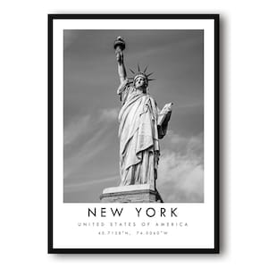 New York Travel Print, New York Poster Print, New York Wall Art Minimalist, New York Print, Prints of New York, Statue of Liberty