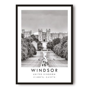 Impresión de viaje de Windsor, póster de Londres, decoración de pared única, decoración del hogar en blanco y negro, Inglaterra, Londres, impresión popular A1/A2/A3/A4/A5
