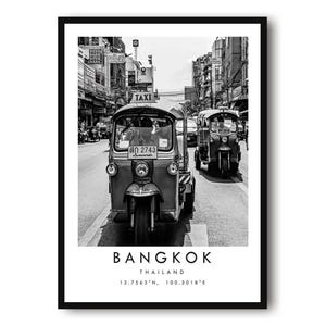 Bangkok Tuk-Tuk Print: Black and White Thailand Travel Poster