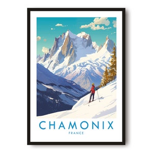 Chamonix Reise-Druck, Chamonix Reise-Druck, Frankreich-Druck, Reise-Dekor, beliebter Druck, Ski fahren, Geburtstagsgeschenk, A1/A2/A3/A4/A5