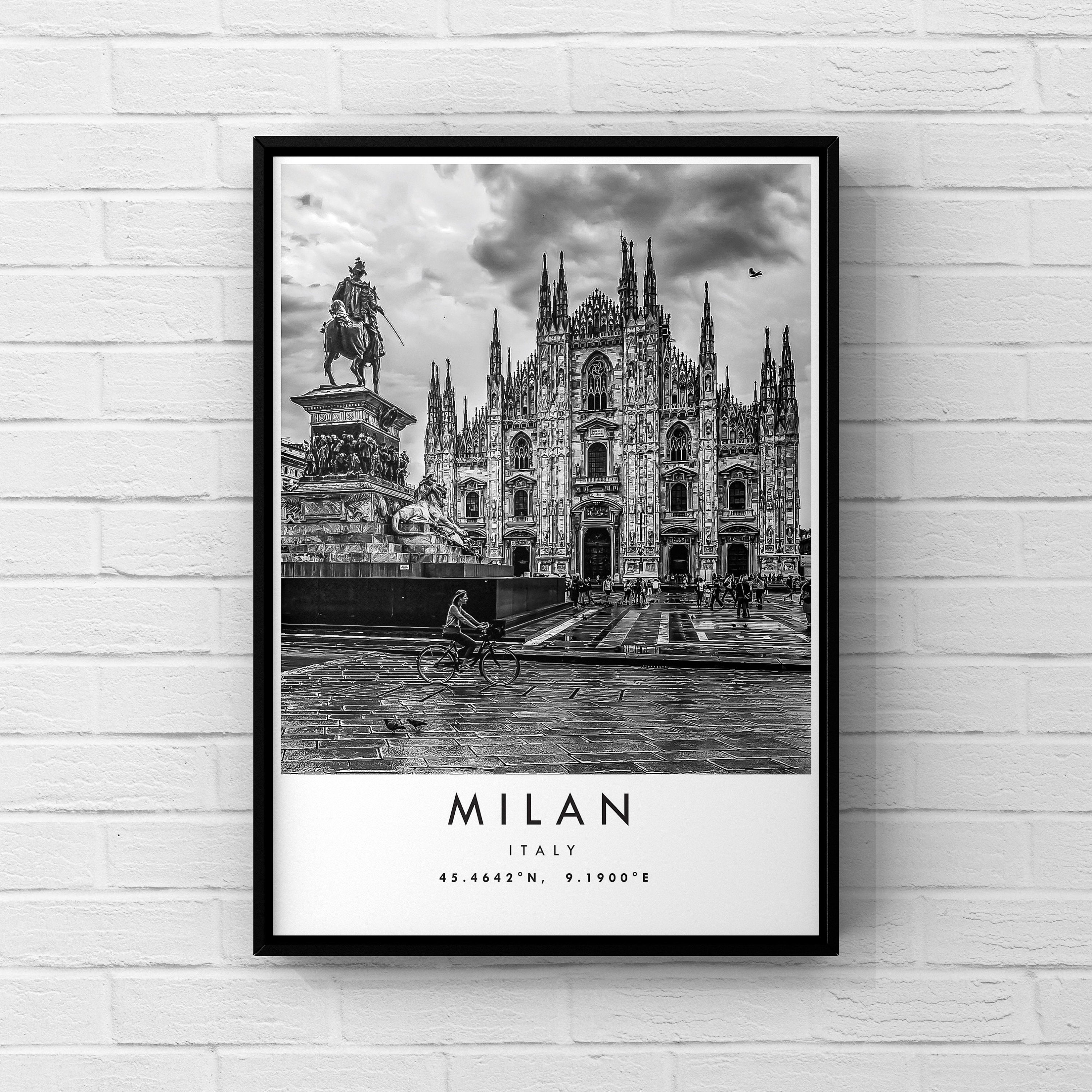 Black and White Milan Print Milan Poster Print Italy Wall Etsy