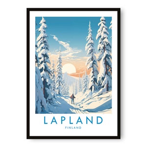 Lappland Reisedruck, Finnland Poster, Lappland Reisedekor, beliebter Druck, Ski fahren, Geburtstagsgeschenk, A1/A2/A3/A4/A5