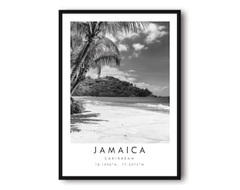 Jamaica Beach Print: Caribbean Black and White Wall Art