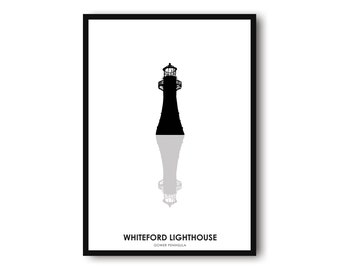 Whiteford lighthouse Print, Minimalist Silhouette Art Print, Modern Black and White Prints, Arrow Art Prints A1/A2/A3/A4/A5