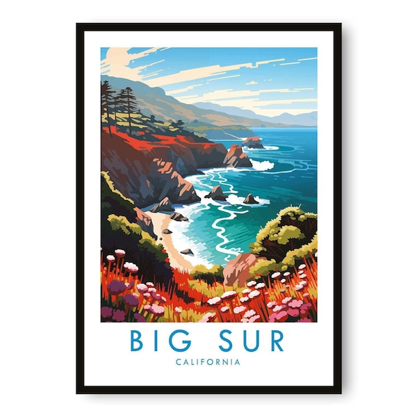 Cartel de viaje de Big Sur California: Impresión de bellas artes Giclée