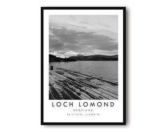 Loch Lomond Scotland Print: Black and White Minimalist Art